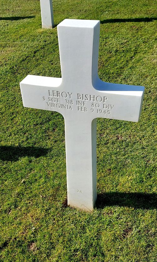 Back of headstone — Leroy Bishop
