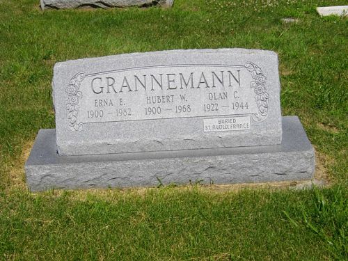 Back of headstone — Olan C Grannemann