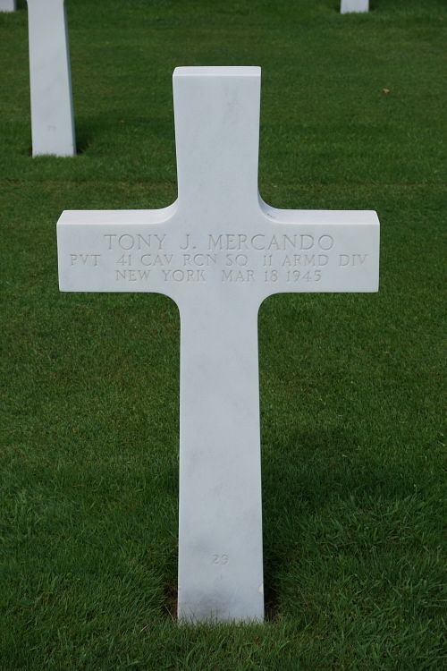 Back of headstone — Tony Joseph Mercando