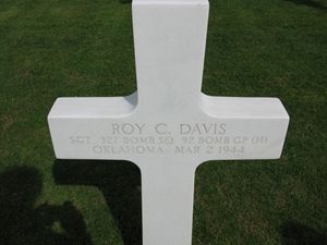 Back of headstone — Roy Clifford Davis