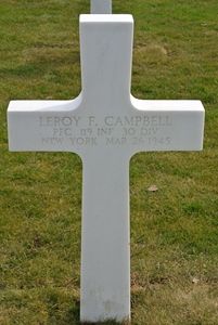Back of headstone — Leroy Francis Campbell