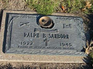 Back of headstone — Ralph Bartlett Sanborn