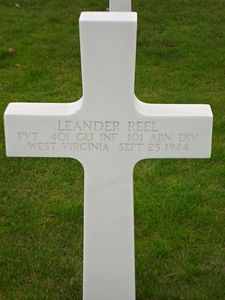 Back of headstone — Leander Reel