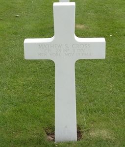Back of headstone — Mathew S Cross