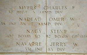 Back of headstone — Charles Edward Myers