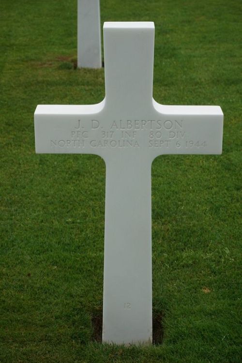 Back of headstone — John David Albertson