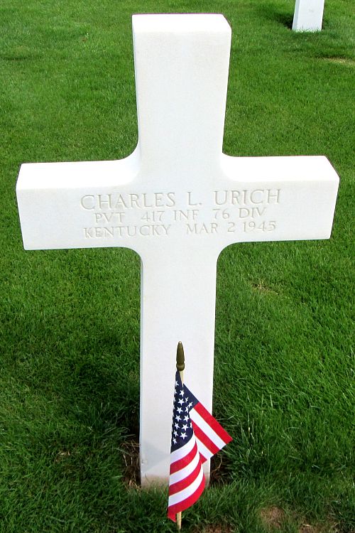 Back of headstone — Charles Leroy Urich