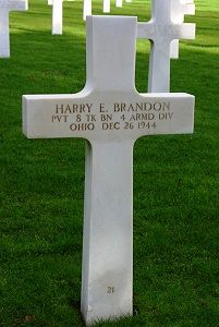 Back of headstone — Harry Edward Brandon