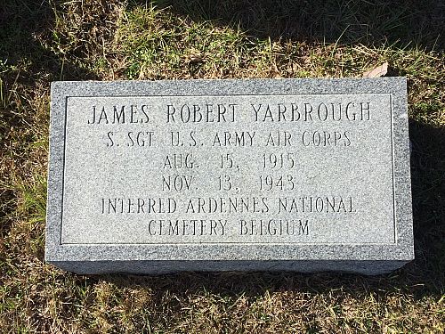 Back of headstone — James Robert Yarbrough