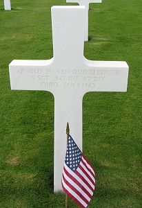 Back of headstone — Arnold H Van Quekelberghe
