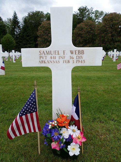 Back of headstone — Samuel Franklin Webb