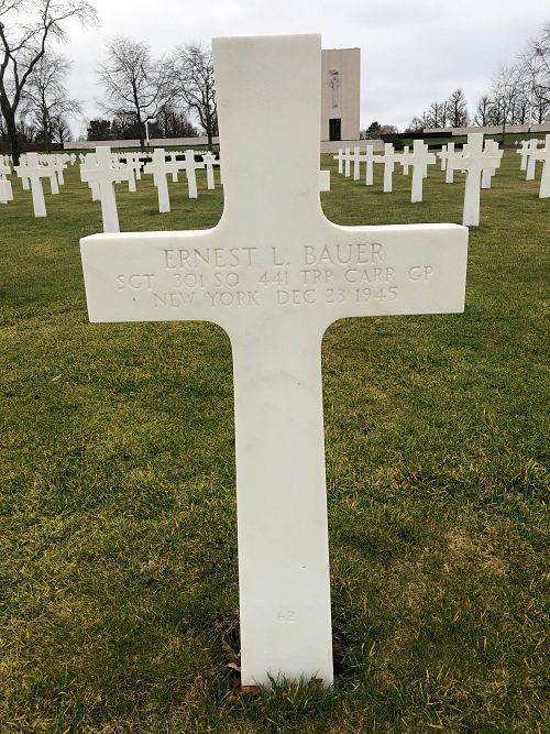 Back of headstone — Ernest L Bauer