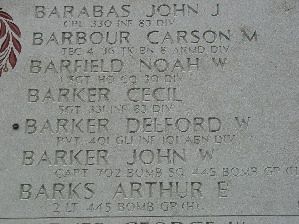 Headstone shared by 6 interments, including Carson Milford Barbour