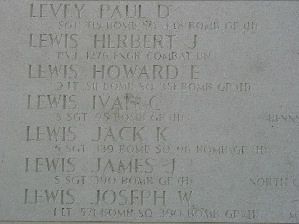 Back of headstone — Jack Kale Lewis