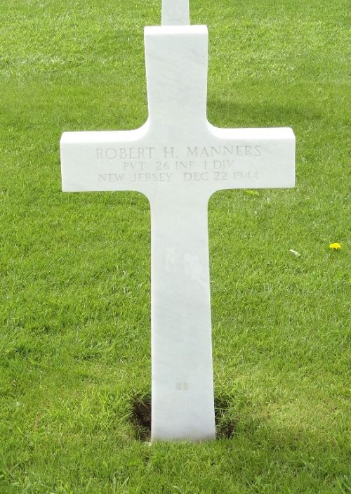 Back of headstone — Robert H Manners