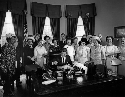 Kennedy signing the Equal Pay Act of 1963 into law