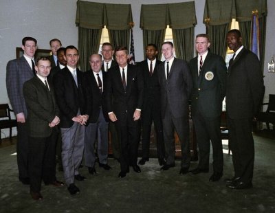 President John F. Kennedy with the Boston Celtics, January 1963