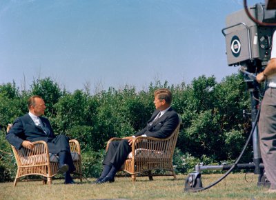 Walter Cronkite of CBS News interviewing Kennedy in Cape Cod, Massachusetts on September 2, 1963, about U.S. involvement in Vietnam