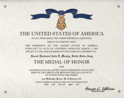 Audie L. Murphy Congressional Medal of Honor Citation