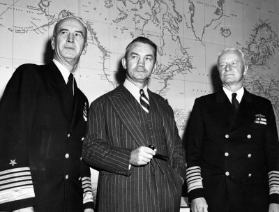 Forrestal with Admirals King and Nimitz in Washington, D.C., November 1945