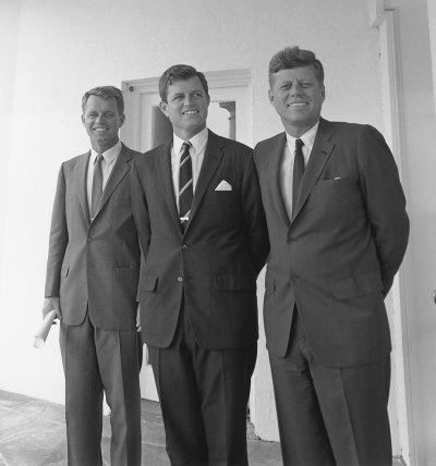 The Kennedy brothers: Attorney General Robert F. Kennedy, Senator Ted Kennedy, and President John F. Kennedy at the White House in 1963