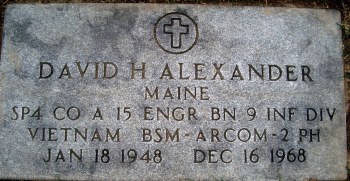 Back of headstone — David Alexander