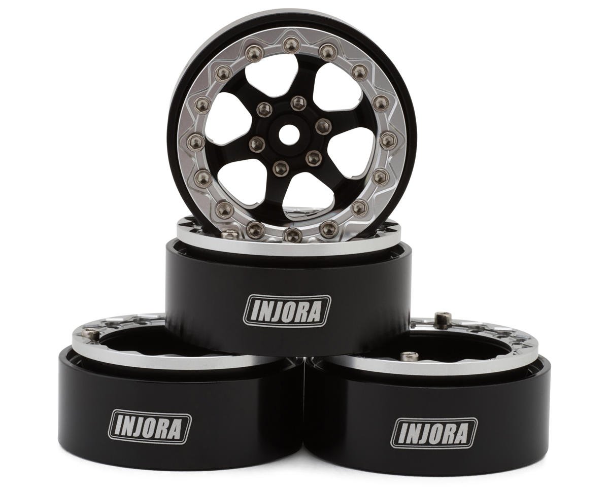 Injora 1.3" 6-Slot Aluminum Micro Crawler Beadlock Wheels (23g ea)