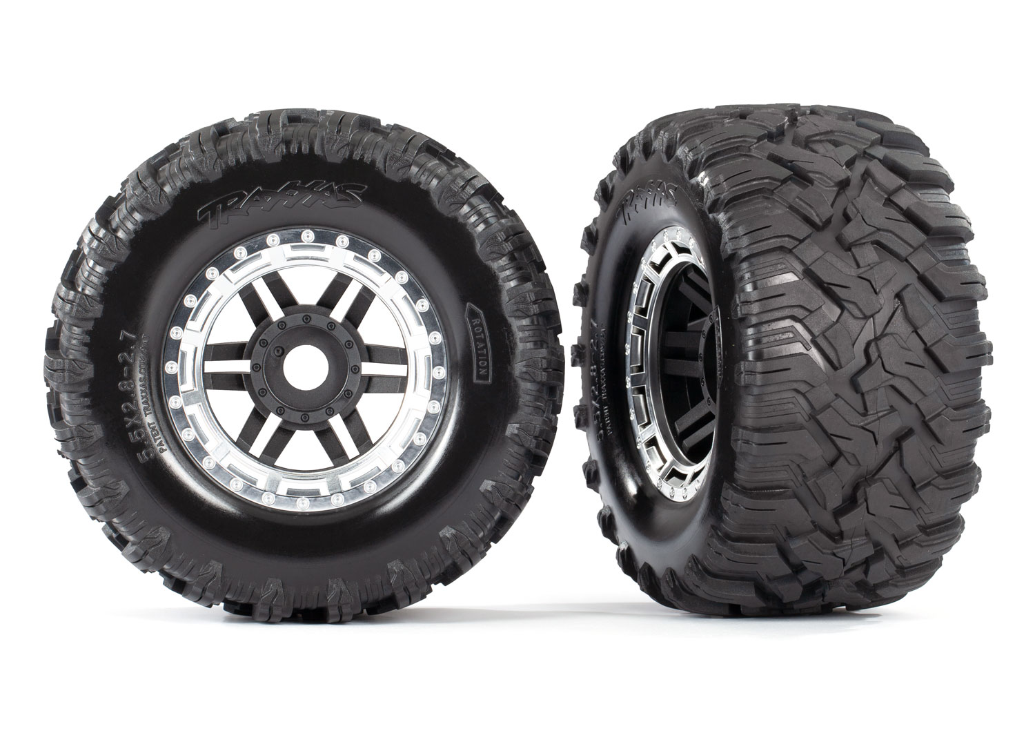 Maxx 2.8" Black & Chrome Wheels & Maxx MT Tires (2)