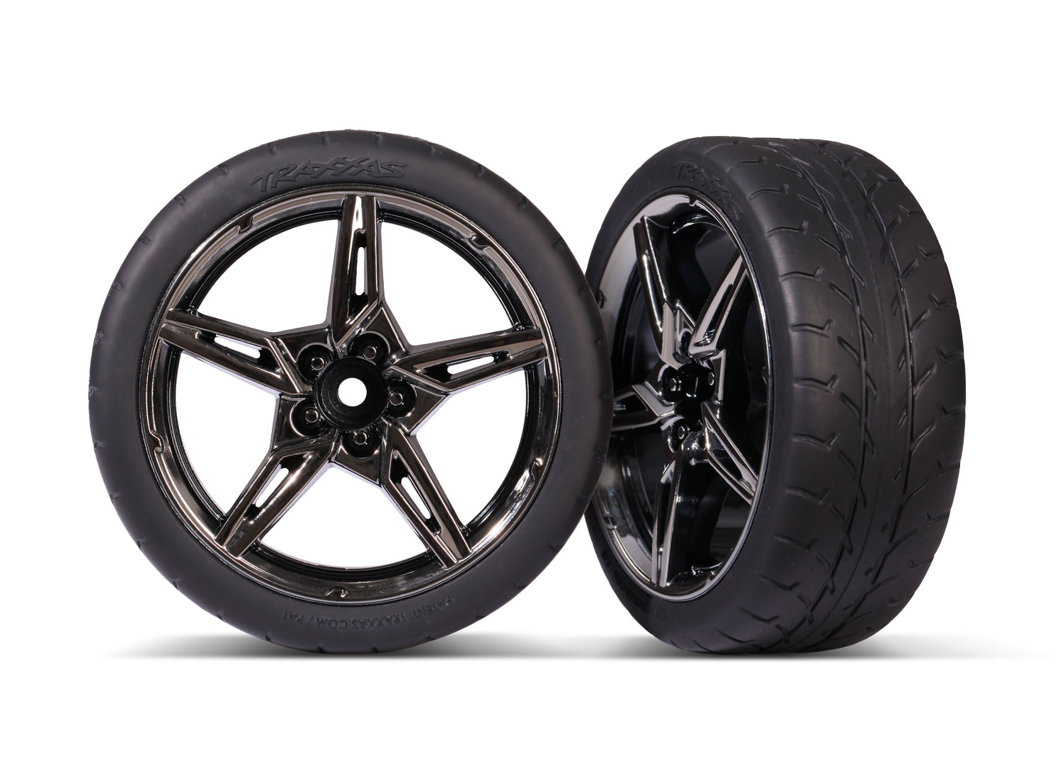 2.1" Black Chrome Front Wheels & Response Tires (2)