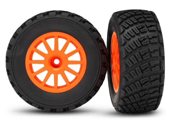 Orange 12-Spoke Rally Wheels w/ Rally Tires (2)