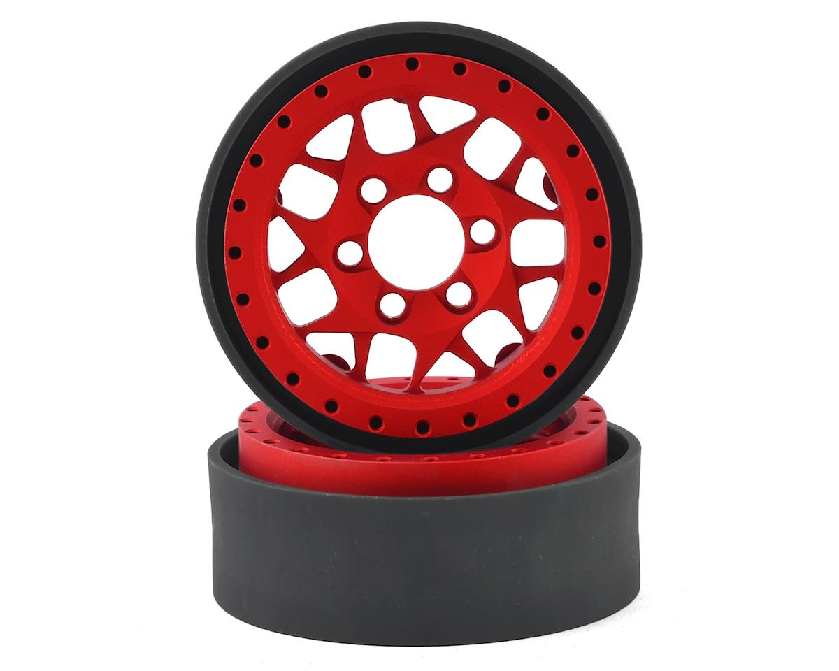 Vanquish Products KMC XD127 Bully 1.9" Beadlock Crawler Wheels (Red) (2)