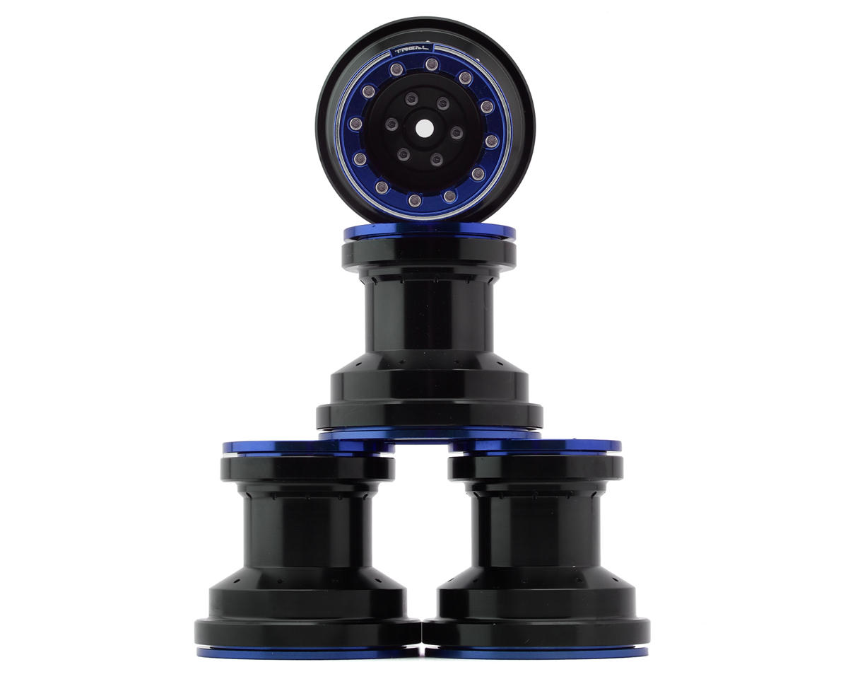 Treal Hobby Losi Mini LMT 7075 Aluminum Beadlock Wheel Set (4) (Black/Blue)