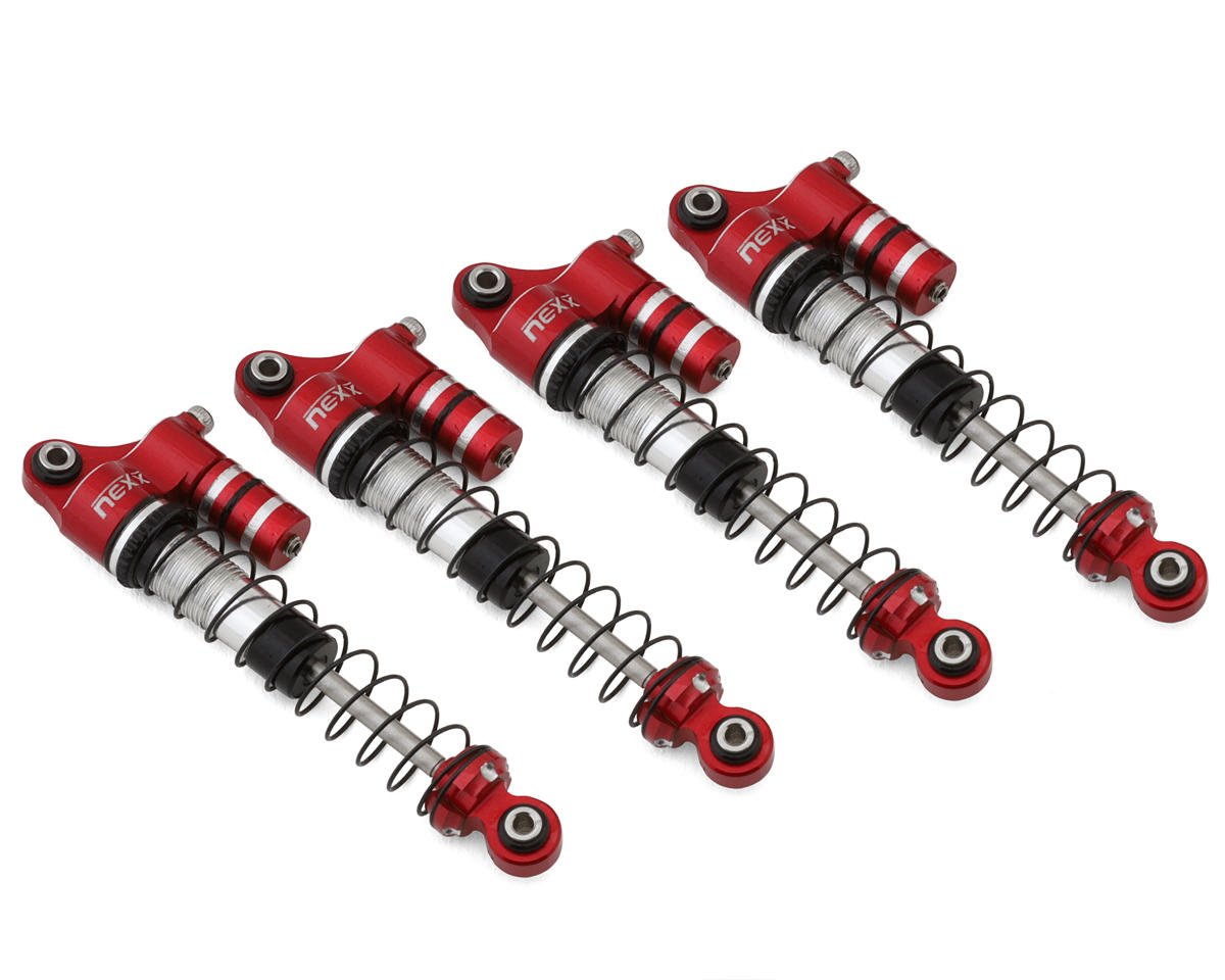 NEXX Racing AX24 52mm Aluminum Oil-Filled Long Travel Reservoir Shocks (Red)