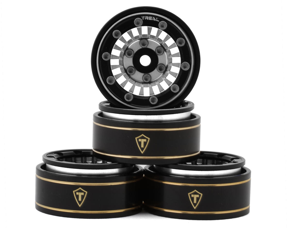 Treal Hobby Type C 1.0" Aluminum Beadlock Crawler Wheels (Silver) (4) (27.3g)