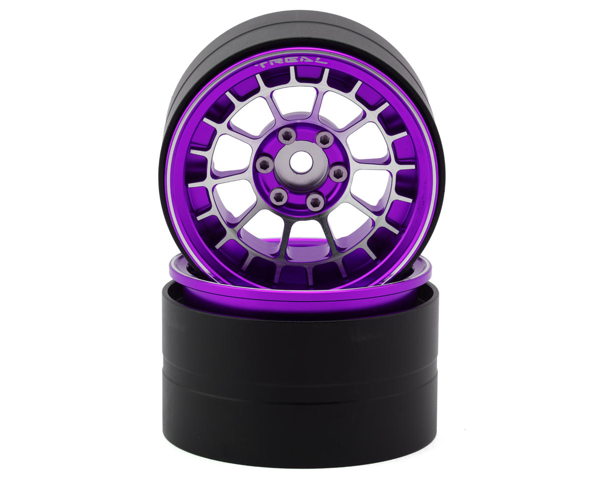 Treal Hobby 2.2" Type-A Aluminum 1/10 Rock Crawler Beadlock Wheels (Purple)