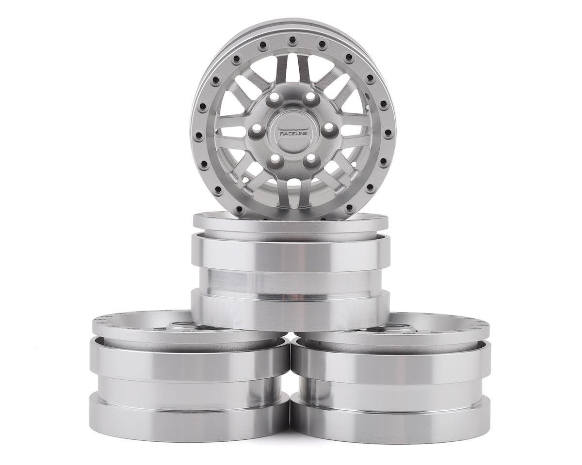 Pit Bull Tires Raceline Ryno 1.55" Aluminum Beadlock Crawler Wheels (Silver) (4)