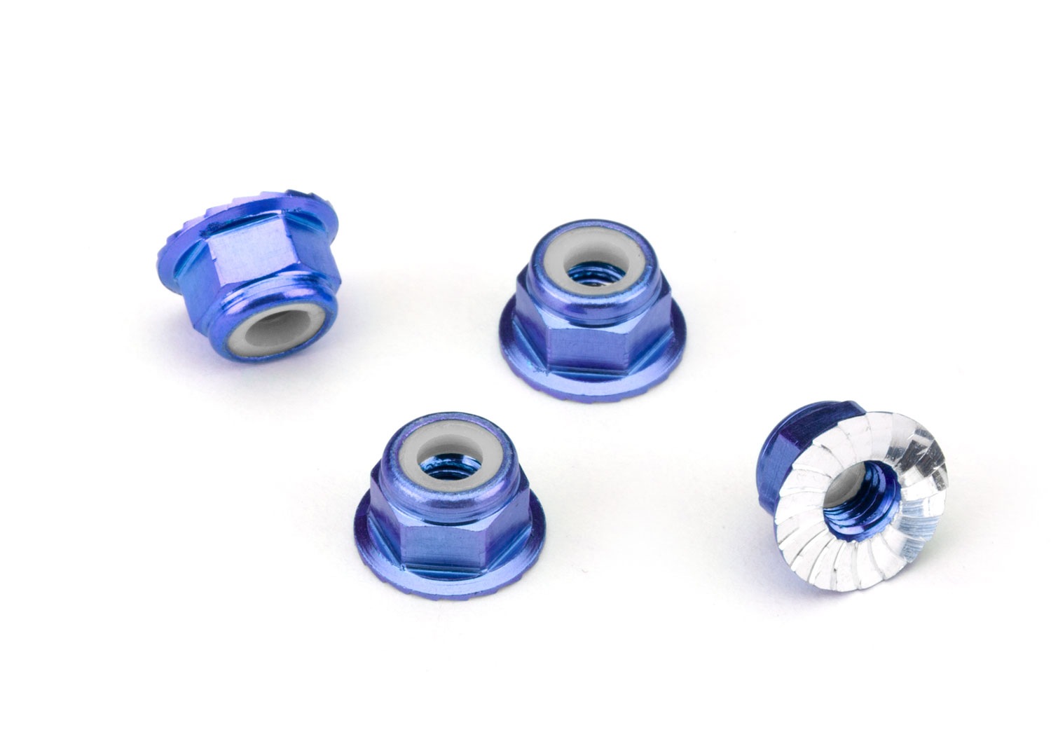 4 mm Blue  Aluminum Lock Nuts (4)