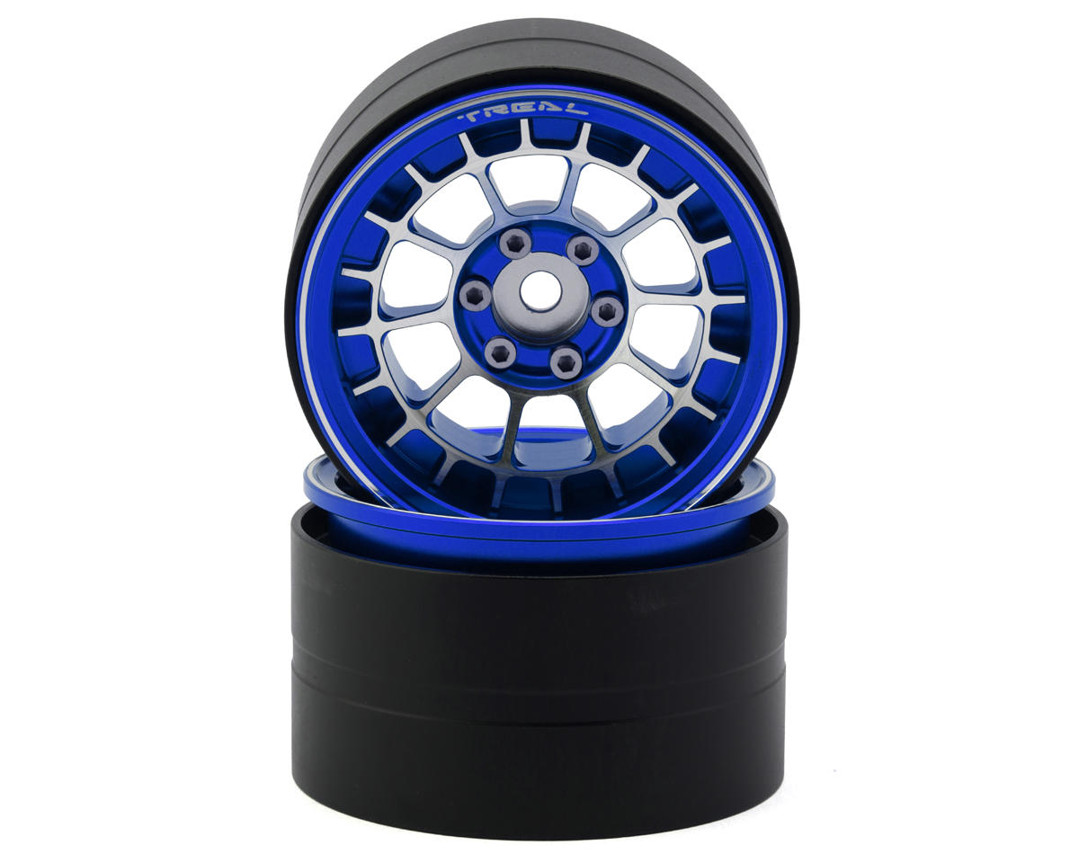 Treal Hobby 2.2" Type-A Aluminum 1/10 Rock Crawler Beadlock Wheels (Blue)