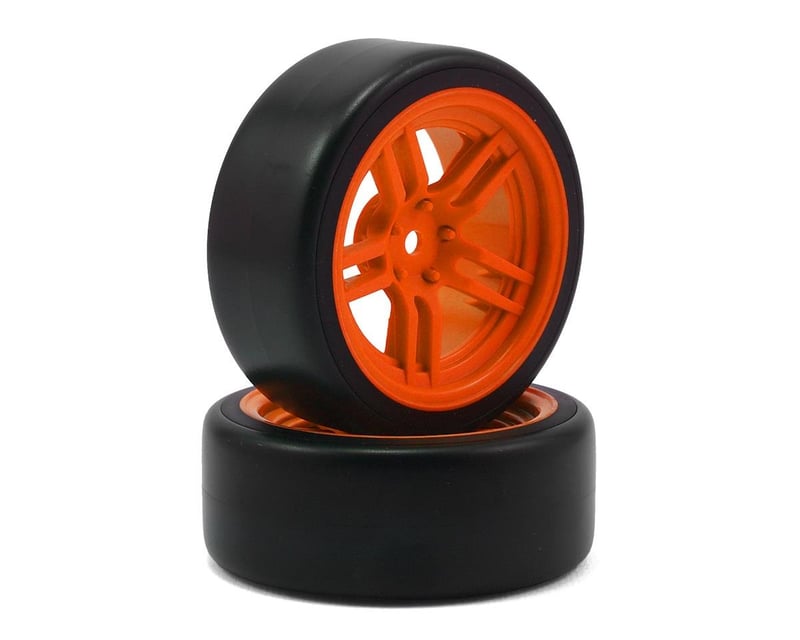 1.9" Orange Split-Spoke Front Wheels & Drift Tires (2)