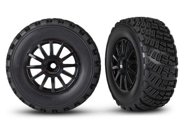 Black 12-Spoke Rally Wheels w/ Rally Tires (2)
