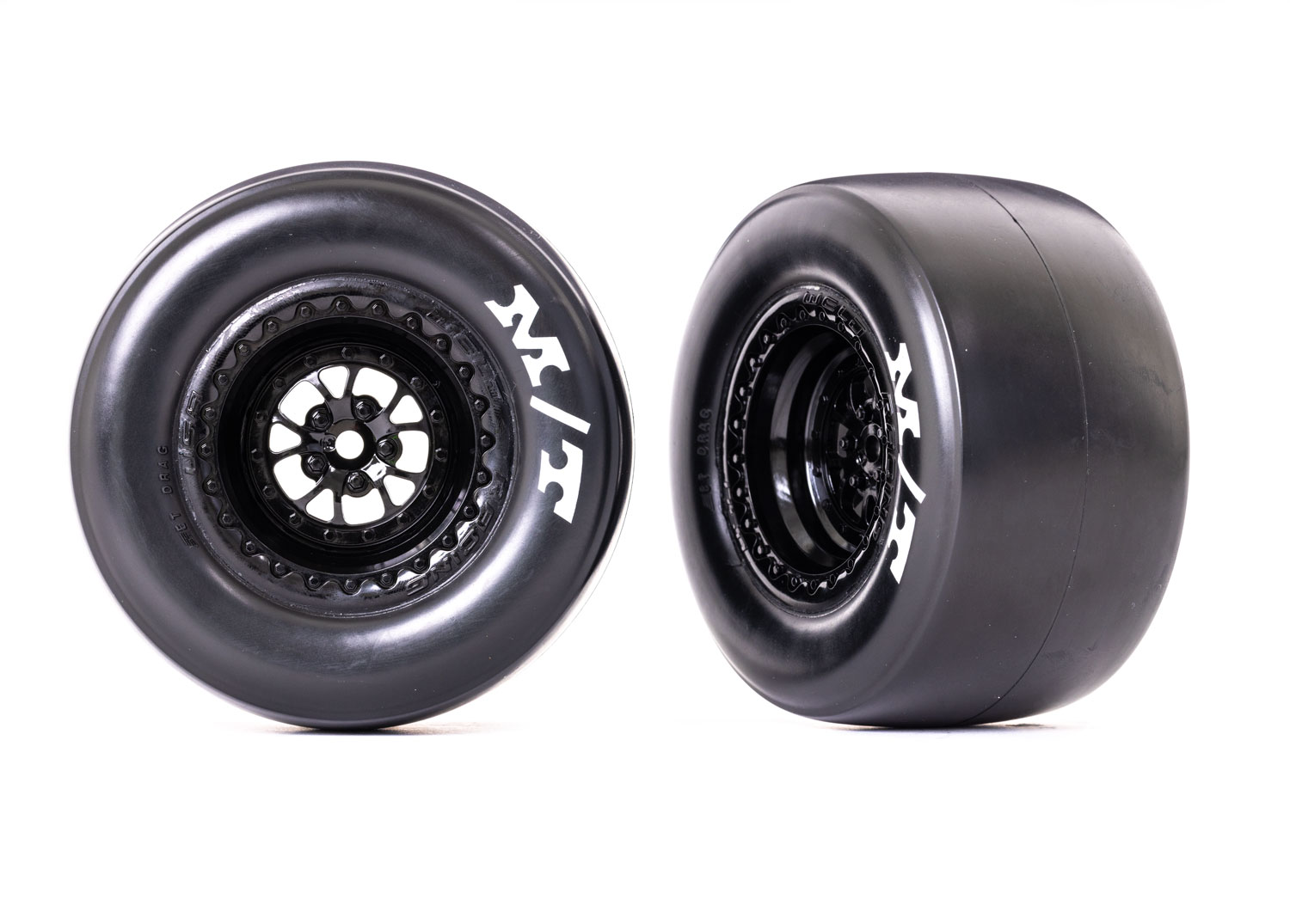 Weld Gloss Black Rear Wheels & Sticky MT Tires (2)