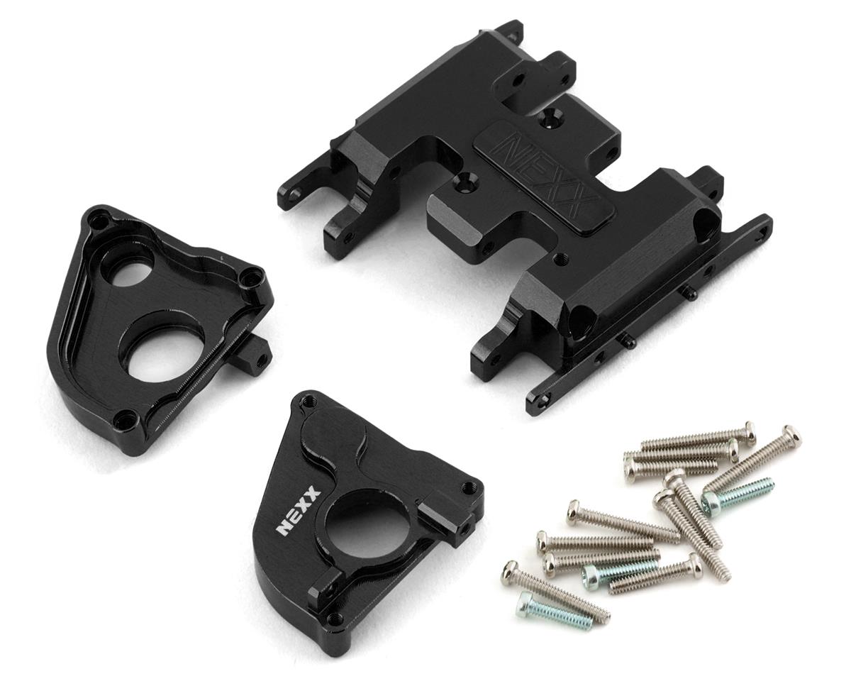 NEXX Racing Axial SCX24 CNC Aluminum Skid Plate w/Gear Box (Black)