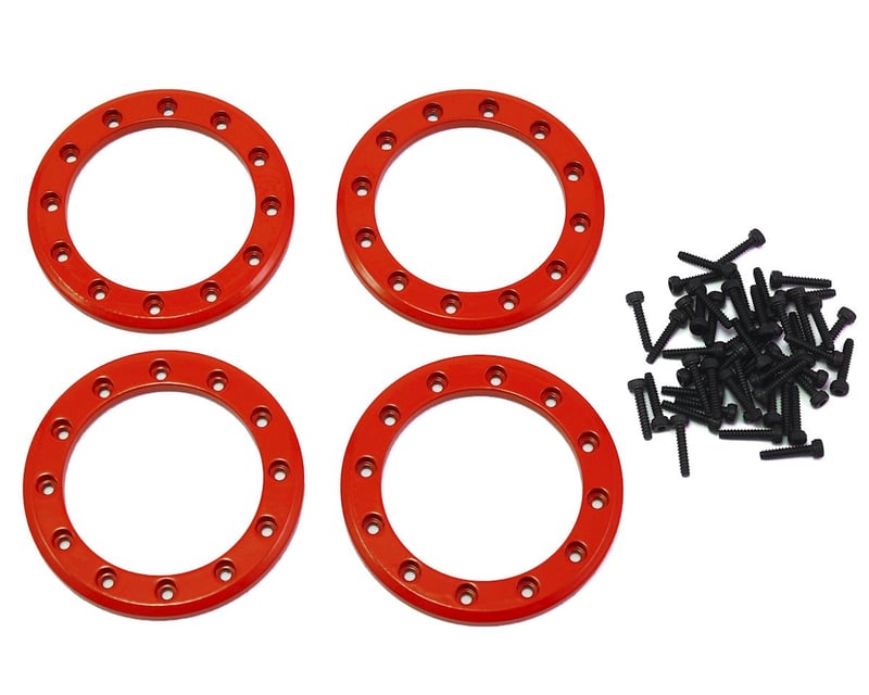 1.9" Red Aluminum Beadlock Rings w/ Screws (4)