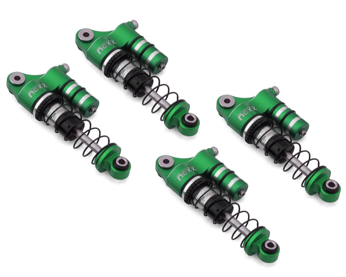 NEXX Racing SCX24 36mm Aluminum Oil-Filled Threaded Reservoir Shocks (Green) (4)