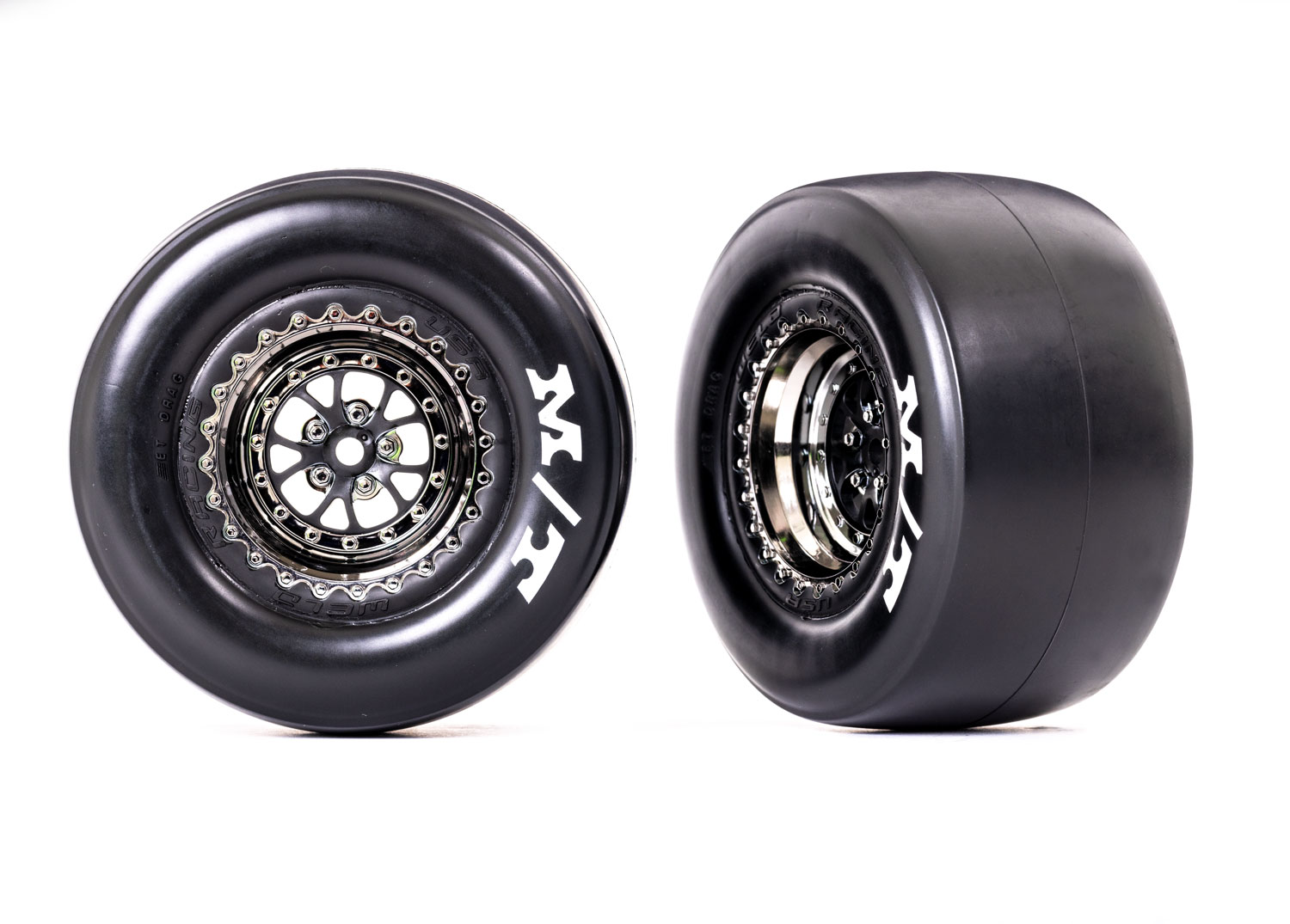 Weld Black Chrome Rear Wheels & Sticky MT Tires (2)