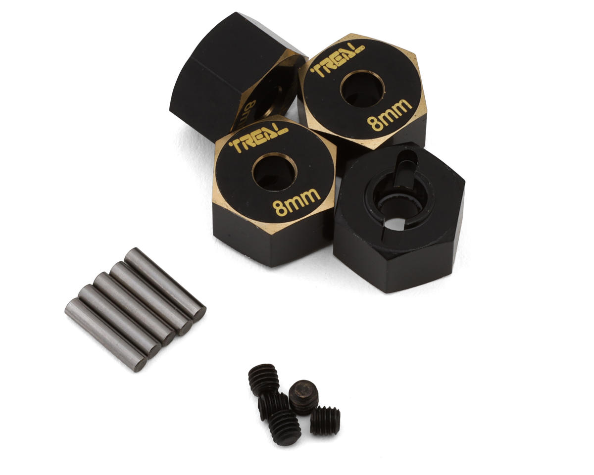 Treal Hobby Axial SCX10 II Brass Hex Adapters (4) (8mm Offset)