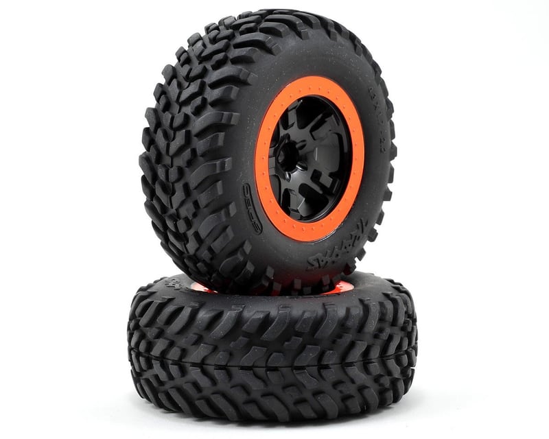 SCT Black & Orange Wheels & Off-Road Tires (2)