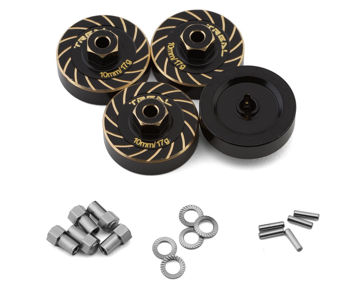 Treal Hobby Extended Brass Wheel Hub Hex for Traxxas TRX-4M (Black) (4) (17g)