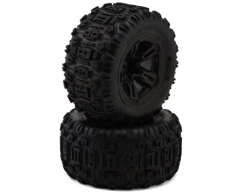 3.8" Black Wheels & Belted Sledgehammer Tires (2)
