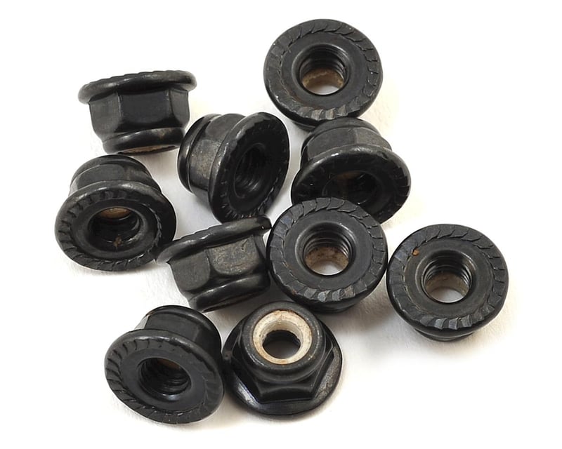 Black 4 mm Flanged Nylon Locking Nuts (10)